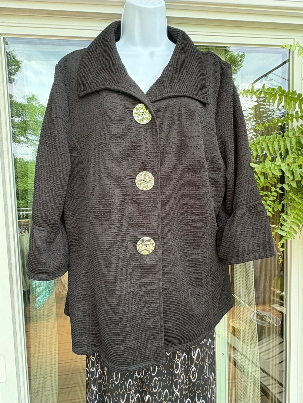 JM Collection Women's Black Textured Button Front  Dress Blazer. size XL